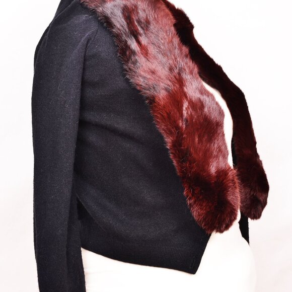 Vintage Turbo Orlon (Synthetic Cashmere) Sweater with Real Mink Collar - Picture 4 of 8